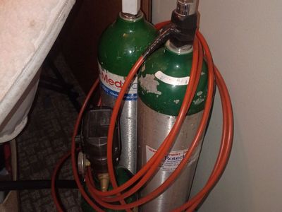 2 Full Large Oxygen Tanks and a Small Empty w/ Fancy Fitting