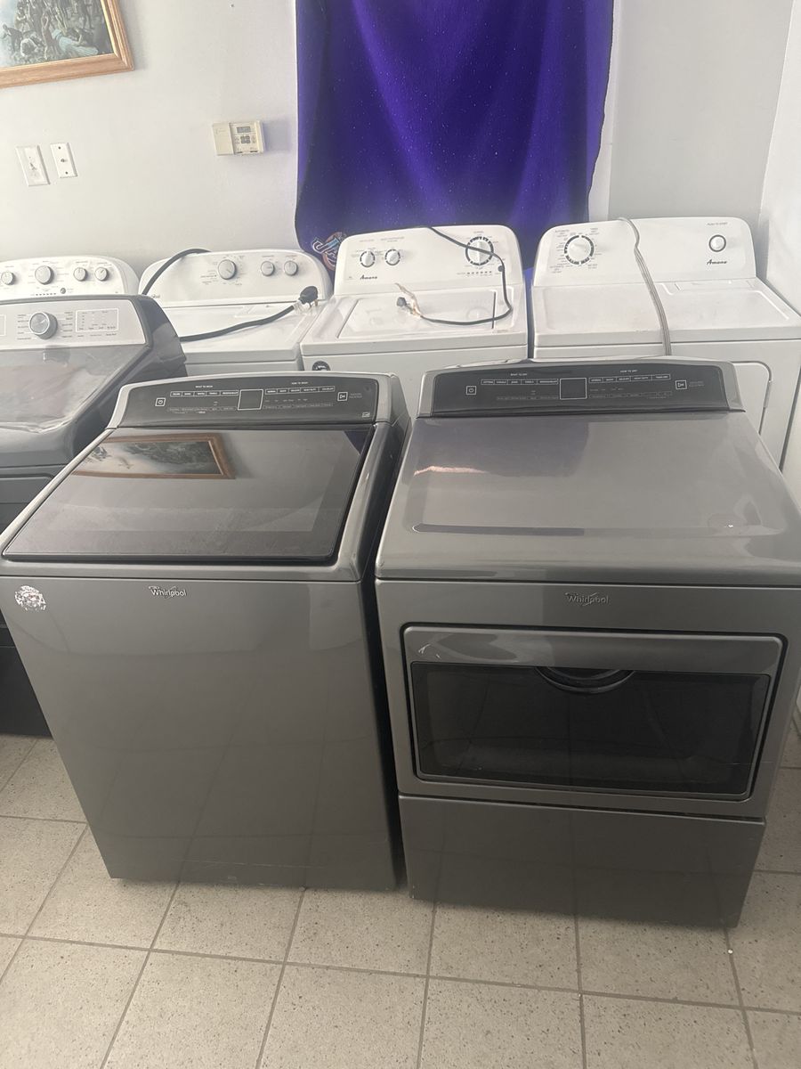 Whirlpool Washer & Dryer Set - Top Load, Electric, Gray Finish - Excellent Condition