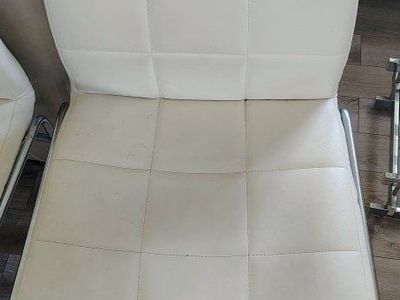 4 White Padded Chairs Counter Height