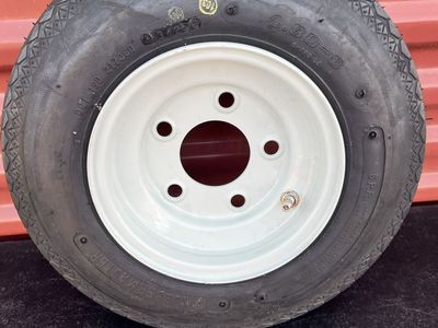 New ST 4.80-8 Trailer Tire Mounted on Rim 5 lug