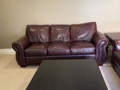 2 Burgundy Leather Couches