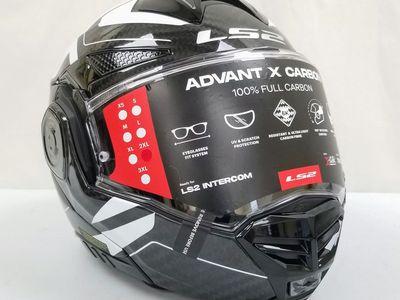 LS2 FF901 Advant X Carbon Halo Helmet Gloss Black/White Size XXL (901-2126-XXL-L-R8-S4)