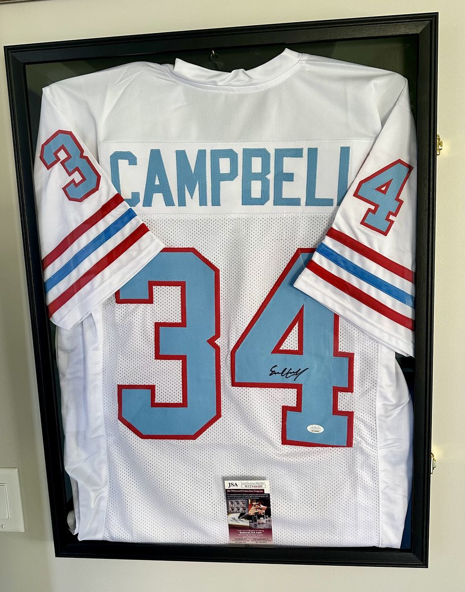 Earl Campbell Signed Houston Oilers Jersey Framed JSA