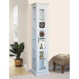 White Glass Display Cabinet Curio Cabinet 77" Tall Bookcase Storage Shelf NEW