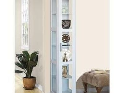 White Glass Display Cabinet Curio Cabinet 77" Tall Bookcase Storage Shelf NEW