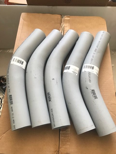 Qty-5 PVC conduit 2-1/2 inch 45 deg elbows
