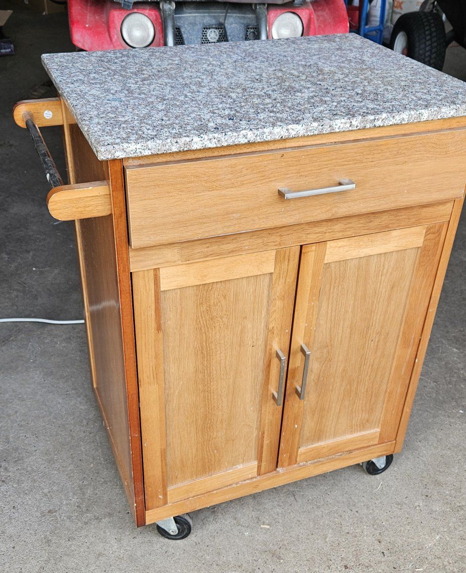 Marble top rolling cabinet