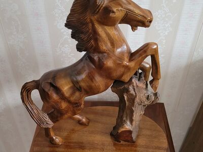 Vintage Wooden Horse Sculpture