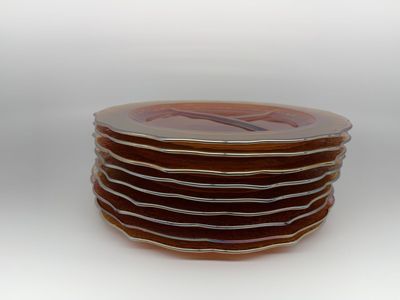 Jeanette Lattice Bouquet CarnivalGlass Plates (9)