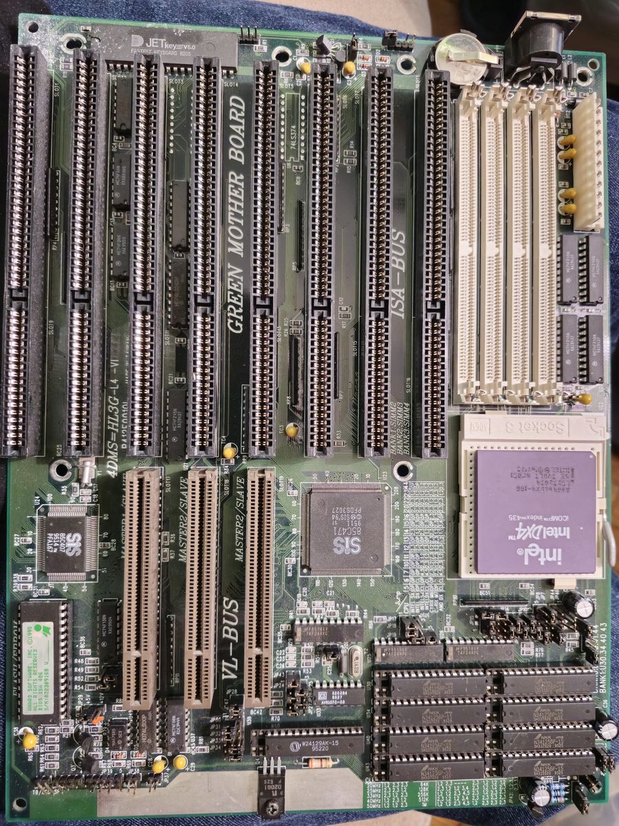 Vintage Green Motherboard 4DMS=HL3G-L4 -VI Intel DX4 Socket 3 SiS VL-Bus ISA-Bus JETkey v5.0