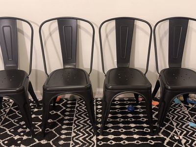 Black metal indoor/outdoor dining chairs- matte finish