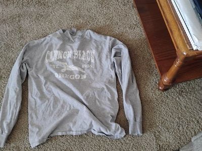 Cannon Beach Oregon Gray Long Sleeve T-Shirt - Men's Medium