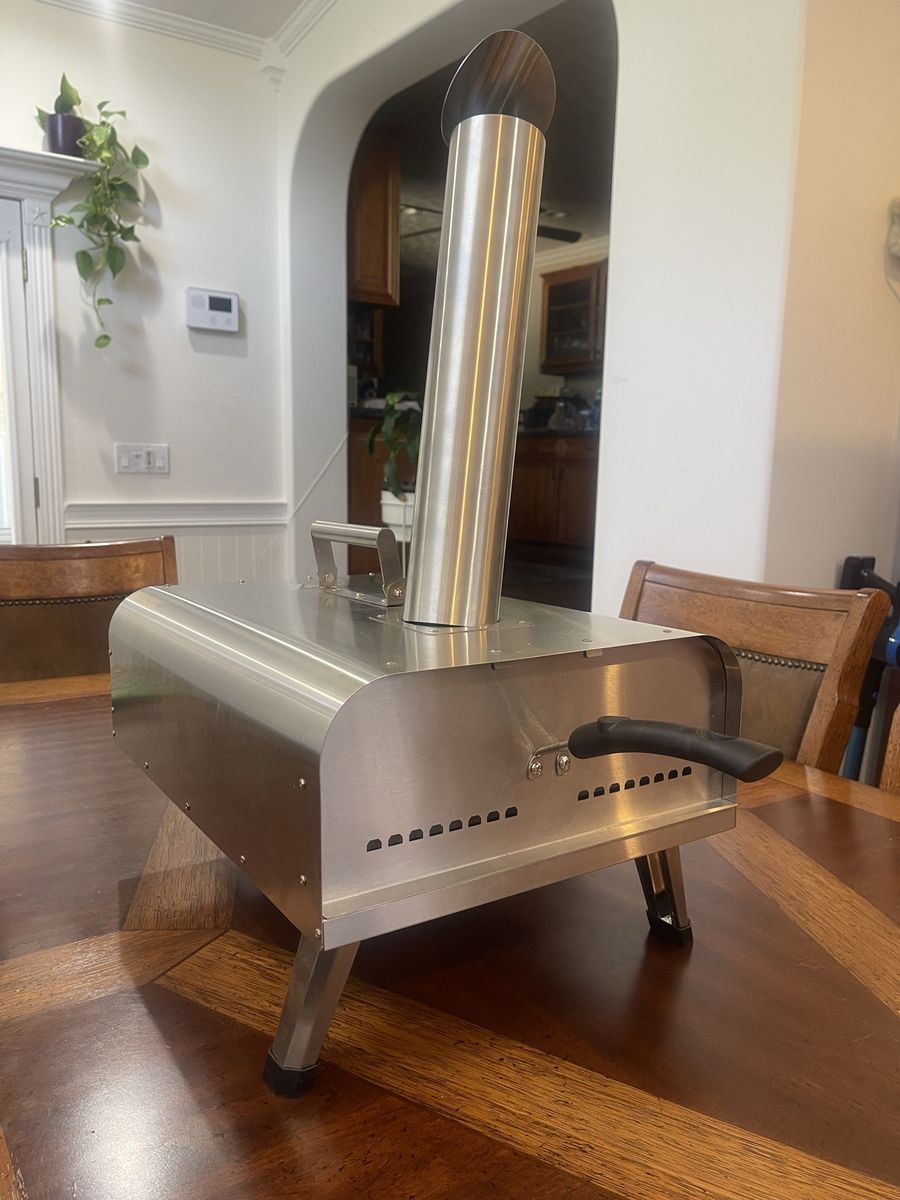 Stainless Steel Portable Outdoor Pizza Oven with Chimney - Baking Stone Included