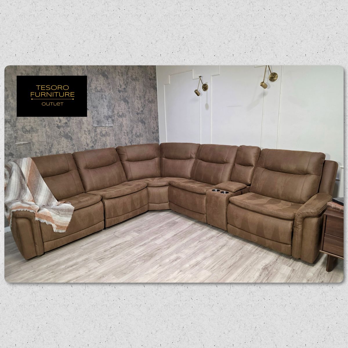 SIMMS FABRIC RECLINER SECTIONAL WE OFFER DELIVERY