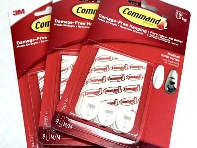 3M Command Damage-Free Hanging Medium Refill Strips, General Purpose, Holds 3 lbs (3-Packs)