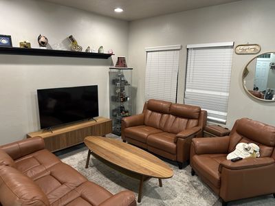Brown Leather Reclining Sofa and Loveseat Set with USB Charging and Adjustable Headrests