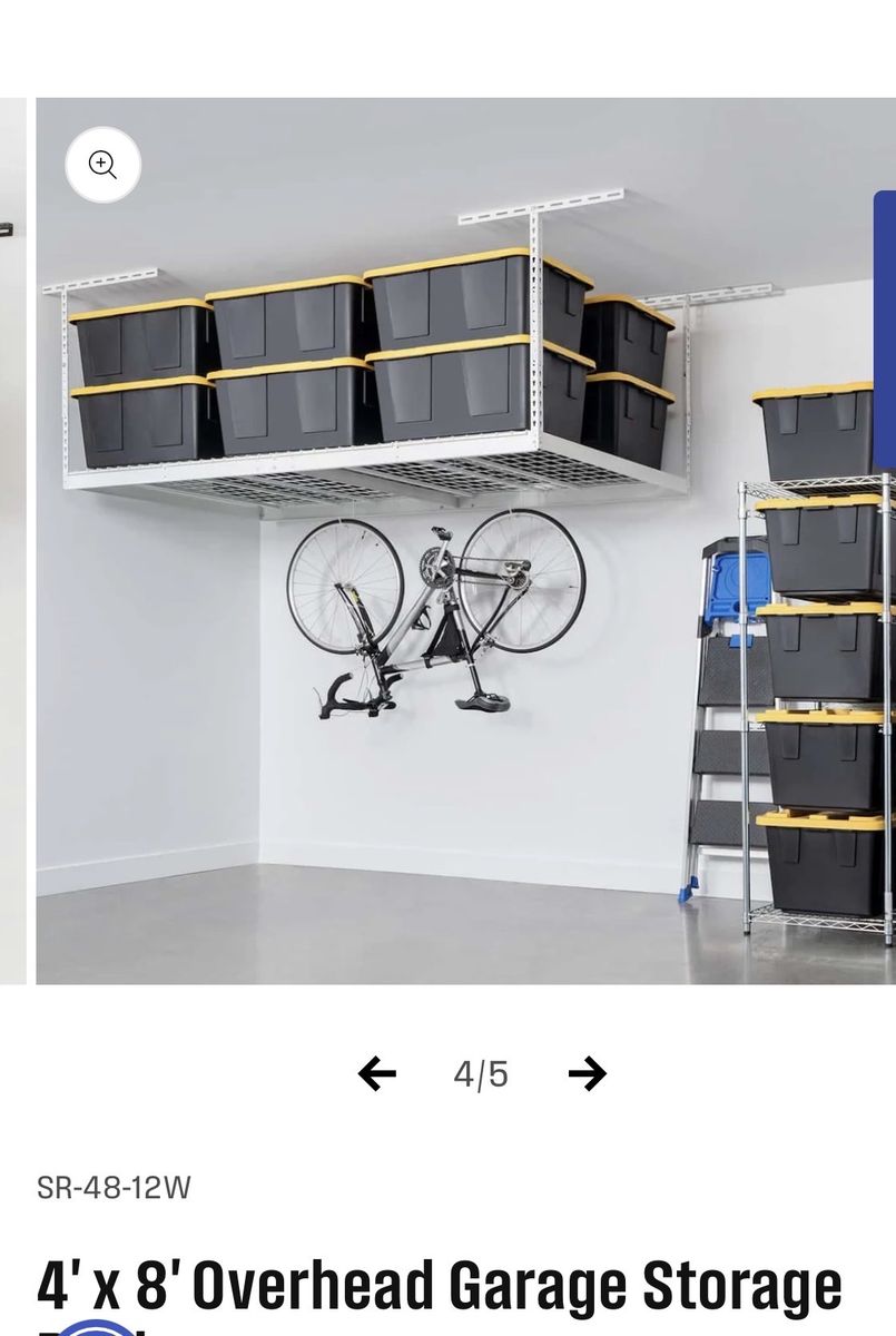 Unbranded 4'x8' White Overhead Garage Storage Rack - SR-48-12W - Space Saving Shelf