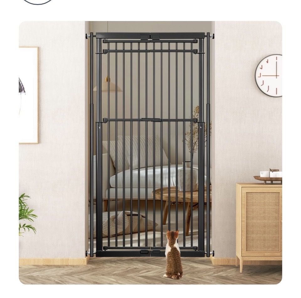 Adjustable Extra Tall Pet Safety Gate - Black, 28.3"-33.09" Wide, 44.5” -78.08”Tall, Collapsible