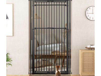 Adjustable Extra Tall Pet Safety Gate - Black, 28.3"-33.09" Wide, 44.5” -78.08”Tall, Collapsible
