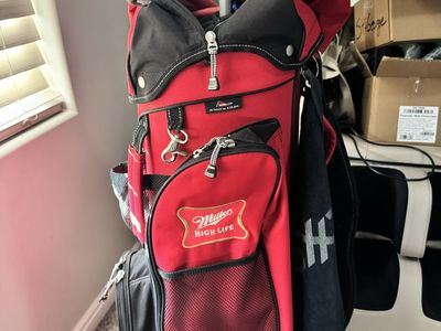Miller High Life Golf Bag Red Black Cart Bag w/ball retriever