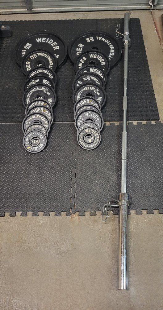 Weights 242 pounds plus barbell