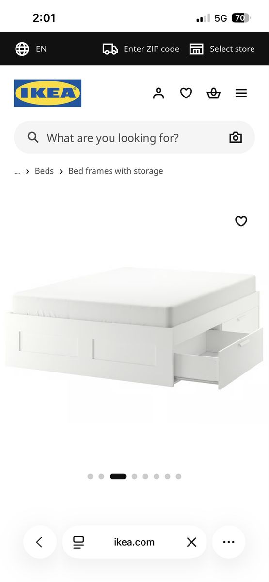 IKEA Brimnes Bed Frame with Storage, White, Disassembled, UsedGood