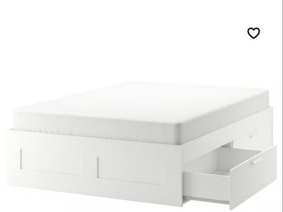 IKEA Brimnes Bed Frame with Storage, White, Disassembled, UsedGood