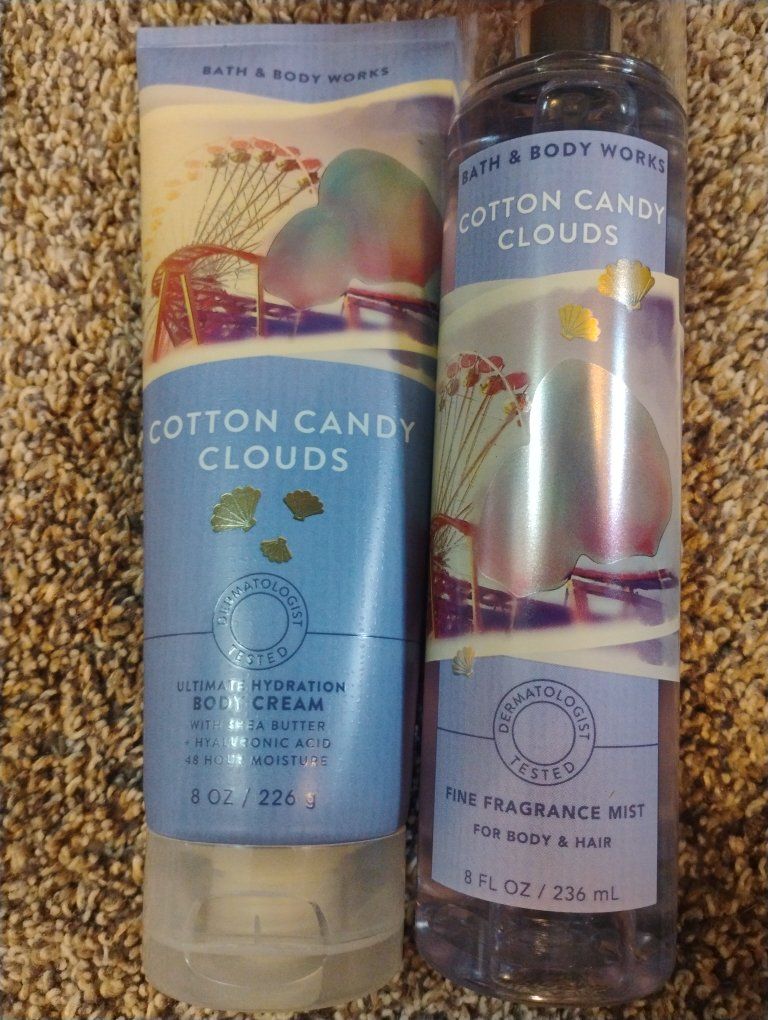 FUNDRAISER-Bath & Body Works Cotton Candy Clouds: Body Cream (8oz) & Fine Fragrance Mist (8fl oz) Set
