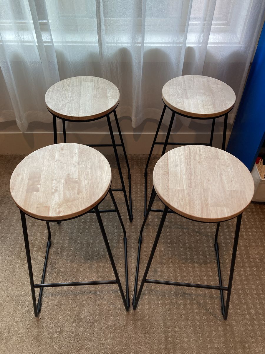 Mainstays Barstool Set - 4 - Natural Wood/Black Frame Color - Bar Height