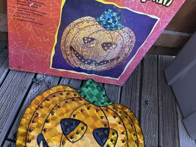 Holographic Pumpkin Window Decoration 100 Light Set Halloween
