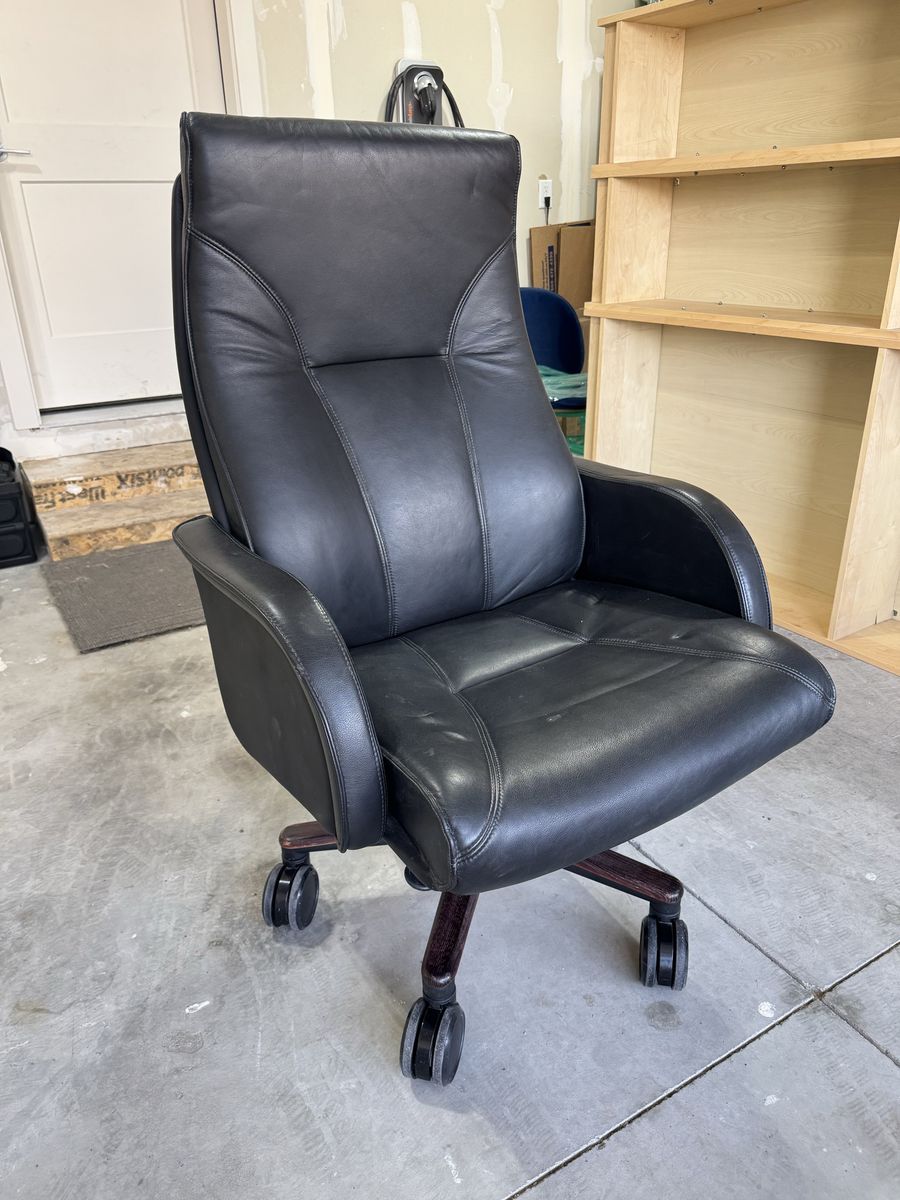 Black leather office chair