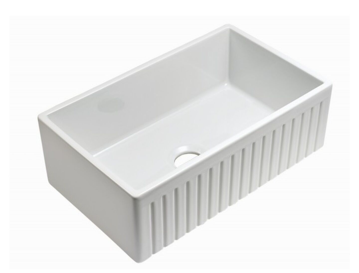 New in Box Empire Industries SP27G Sutton Place 27 Inch Farmhouse Fireclay Kitchen Sink in White with Grid and Strainer