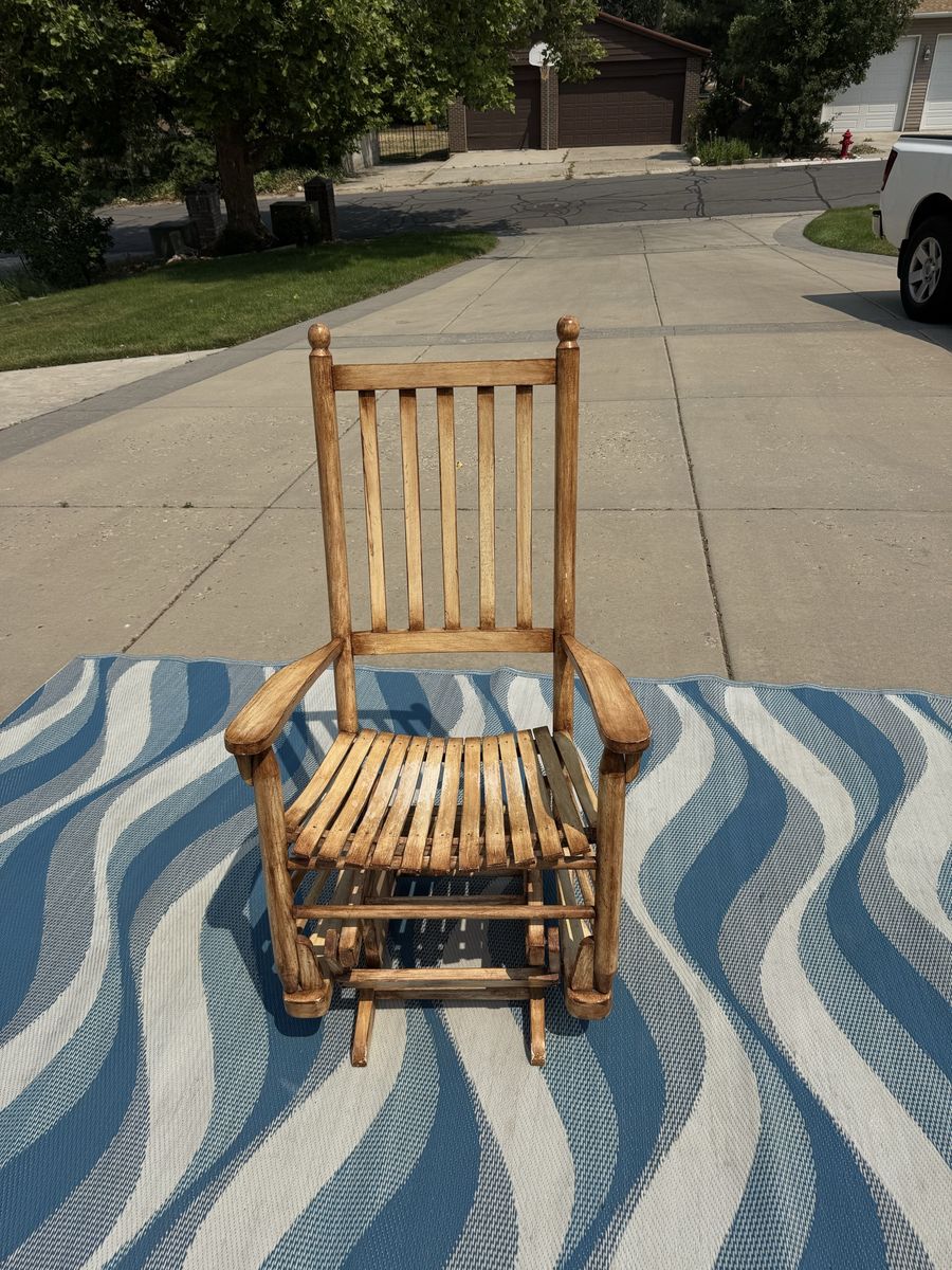 Rustic Wooden Rocking Chair - Classic Design, Solid Wood Construction
