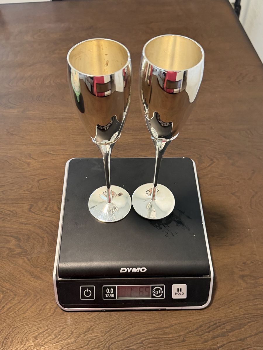 Pair of Silver-Plated Champagne Flutes - 0.89 kg