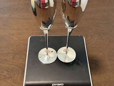 Pair of Silver-Plated Champagne Flutes - 0.89 kg