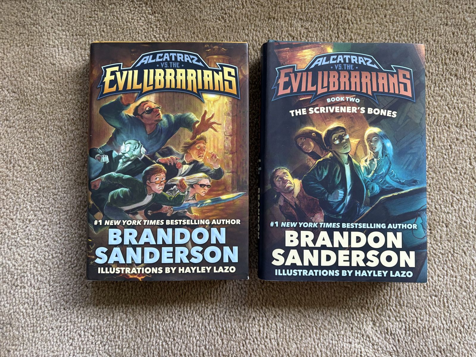 Alcatraz vs. the Evil Librarians Books 1 & 2, by Brandon Sanderson (hardcovers)