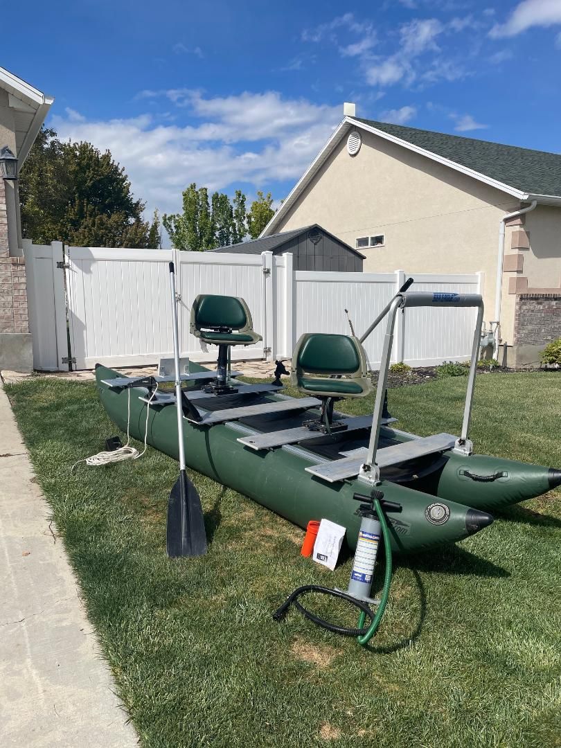 Sea Eagle 375fc Fold Cat Inflatable 1 or 2 Person Fishing Pontoon Boat.