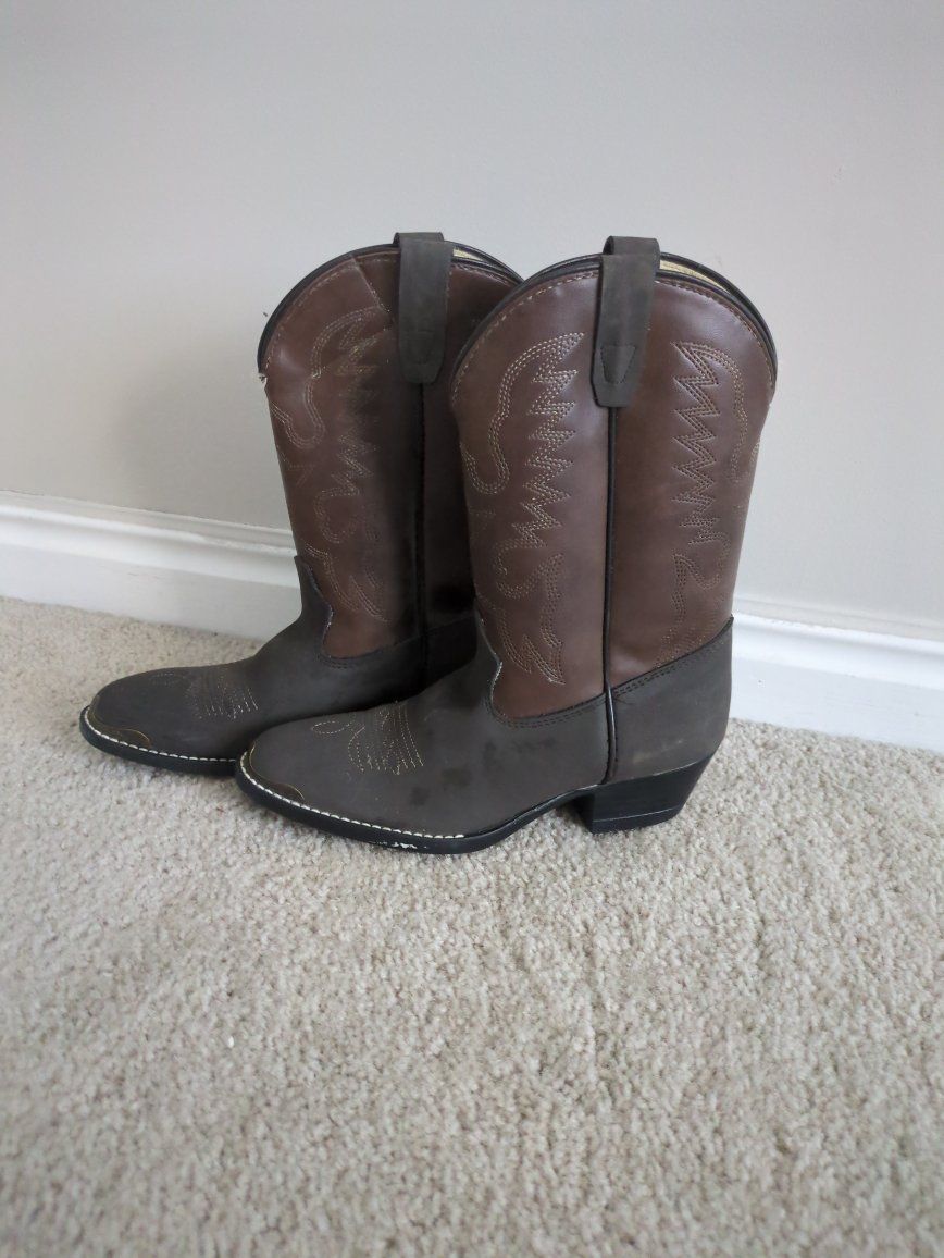 Laredo Kid's Western Cowboy Boots Size 2D Brown Two-Tone Made in USA