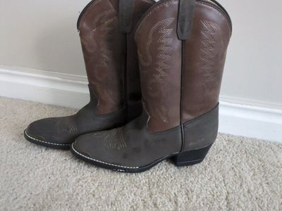 Laredo Kid's Western Cowboy Boots Size 2D Brown Two-Tone Made in USA