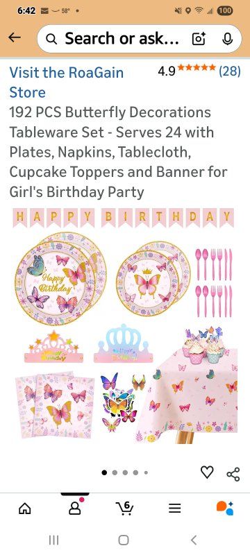 New! 192-Piece Butterfly Birthday Tableware Suppli