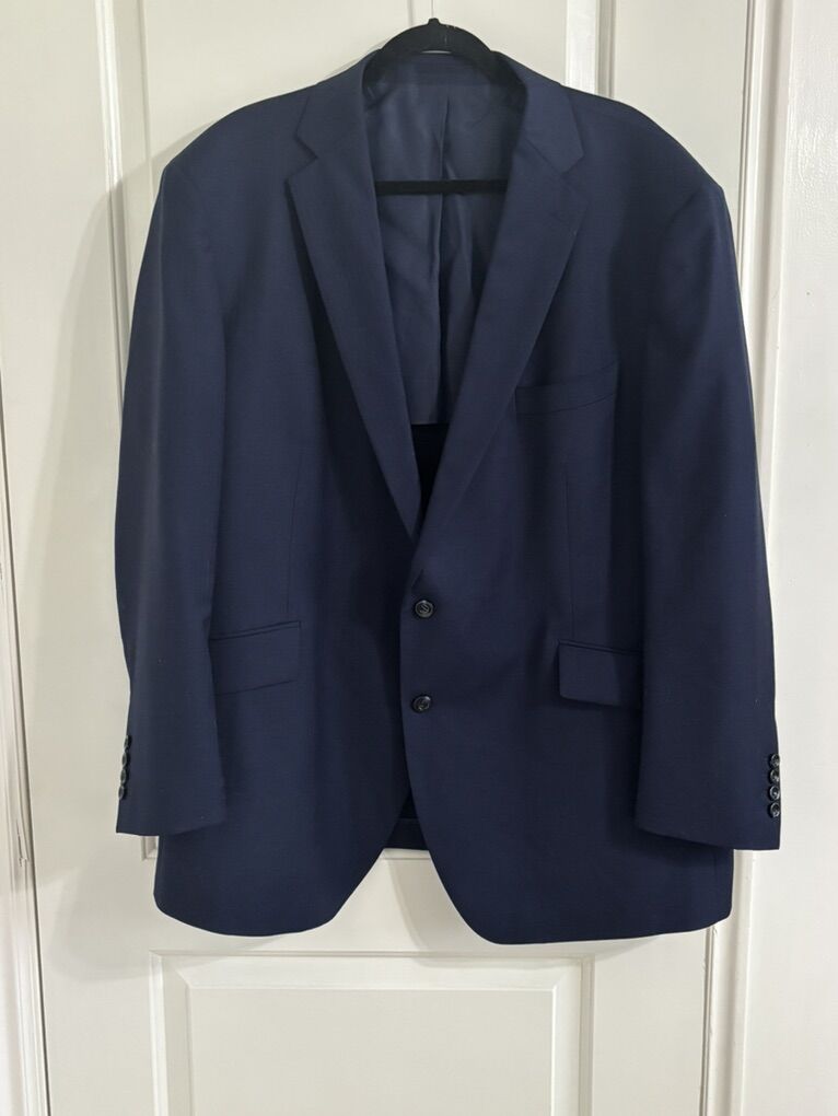 4X Navy-Blue Suit Blazer Jacket Single Breasted