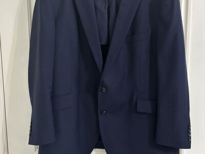 4X Navy-Blue Suit Blazer Jacket Single Breasted