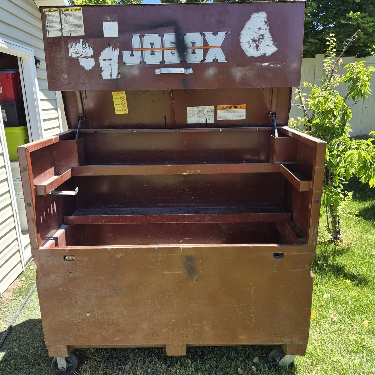 61"x31"x56" - JOBOX Brown Metal Storage Chest on Wheels - Heavy Duty Rolling Gang Box / Job Box