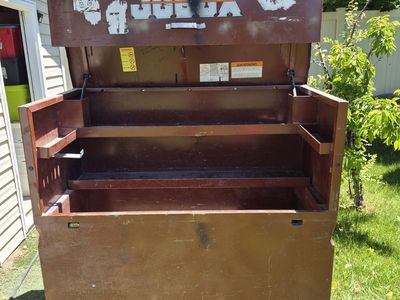 61"x31"x56" - JOBOX Brown Metal Storage Chest on Wheels - Heavy Duty Rolling Gang Box / Job Box