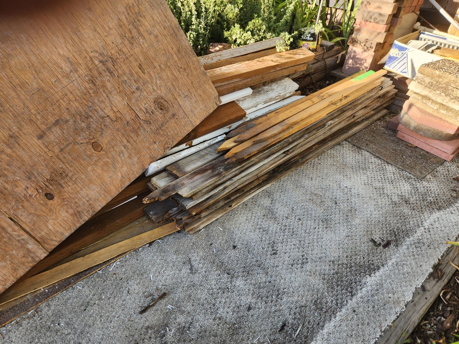 Aged gray cedar fence boards.  About 5 feet each.  $3 for each board.