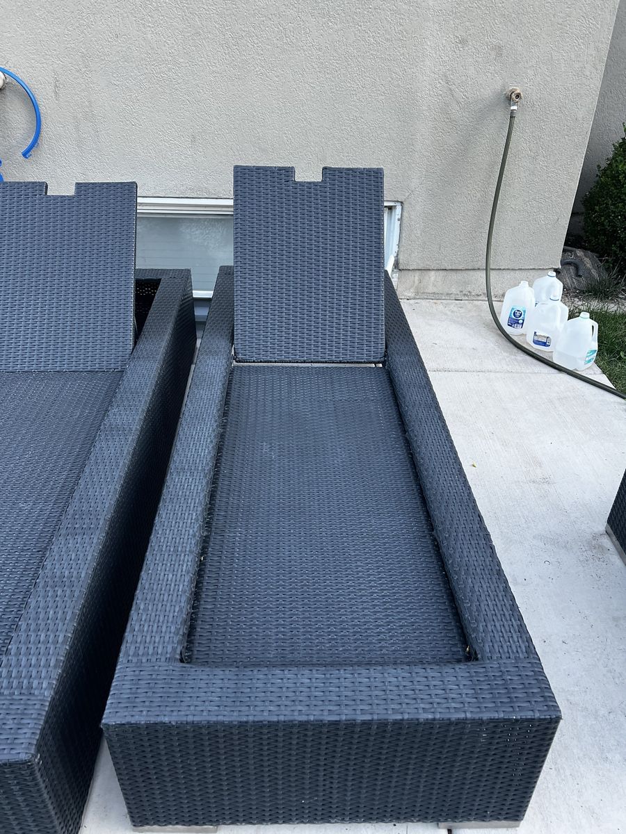 Black Rattan Wicker Outdoor Patio Chaise Lounge Chairs (Set)