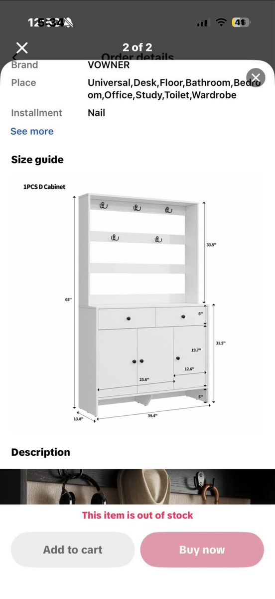 Entryway Coat Rack with Storage Cabinet