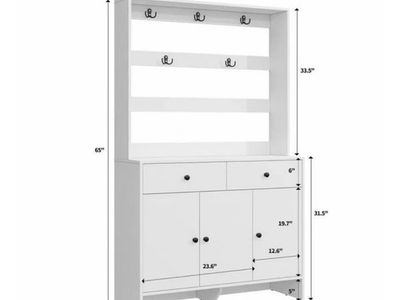 Entryway Coat Rack with Storage Cabinet