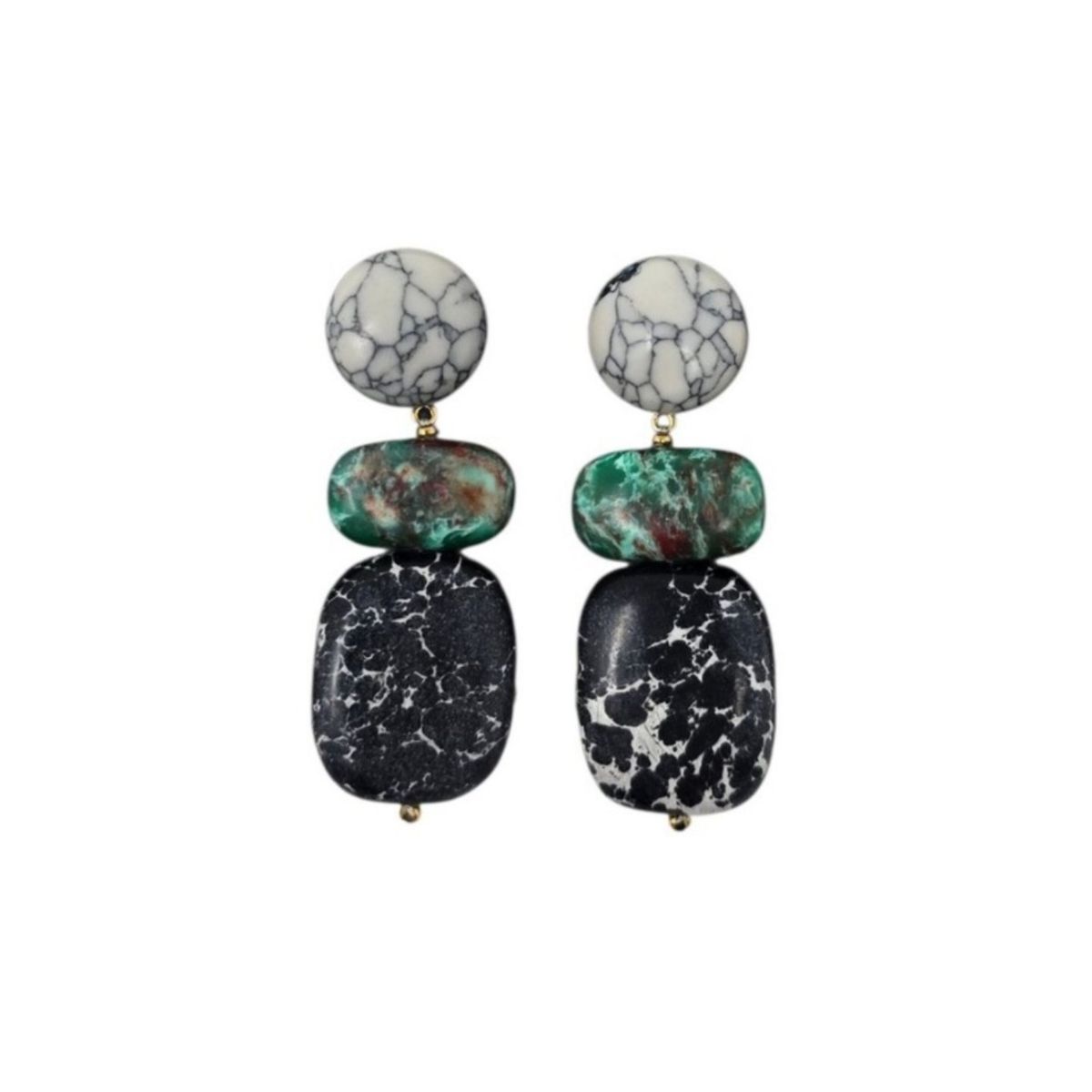 LeLe Sadoughi Boulder Drop Colorblock Statement Earrings Black Gray Turquoise
