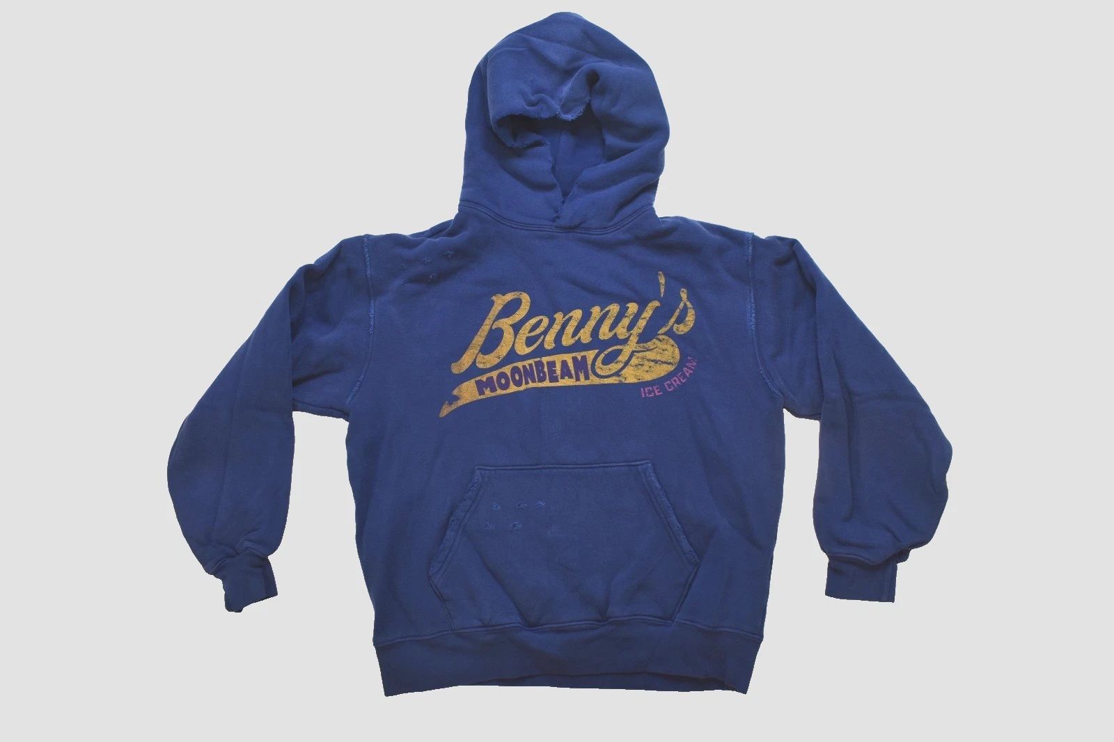 Benson Boone Womens Benny's Moonbeam Ice Cream Distressed Blue Hoodie New Small